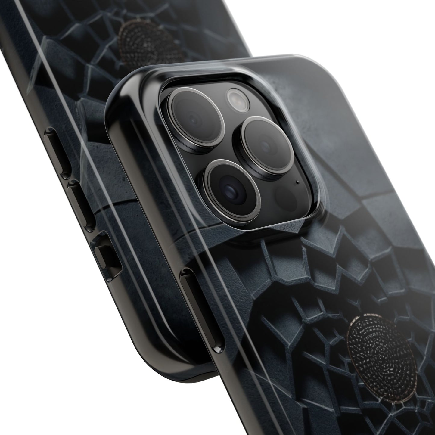 Fracture Core Tough Phone Case – Abstract Black Stone Mosaic with Central Core - Artistic Vision