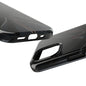 Blade Bloom Tough Phone Case – Black Petal Geometry with Metallic Edges - Artistic Vision