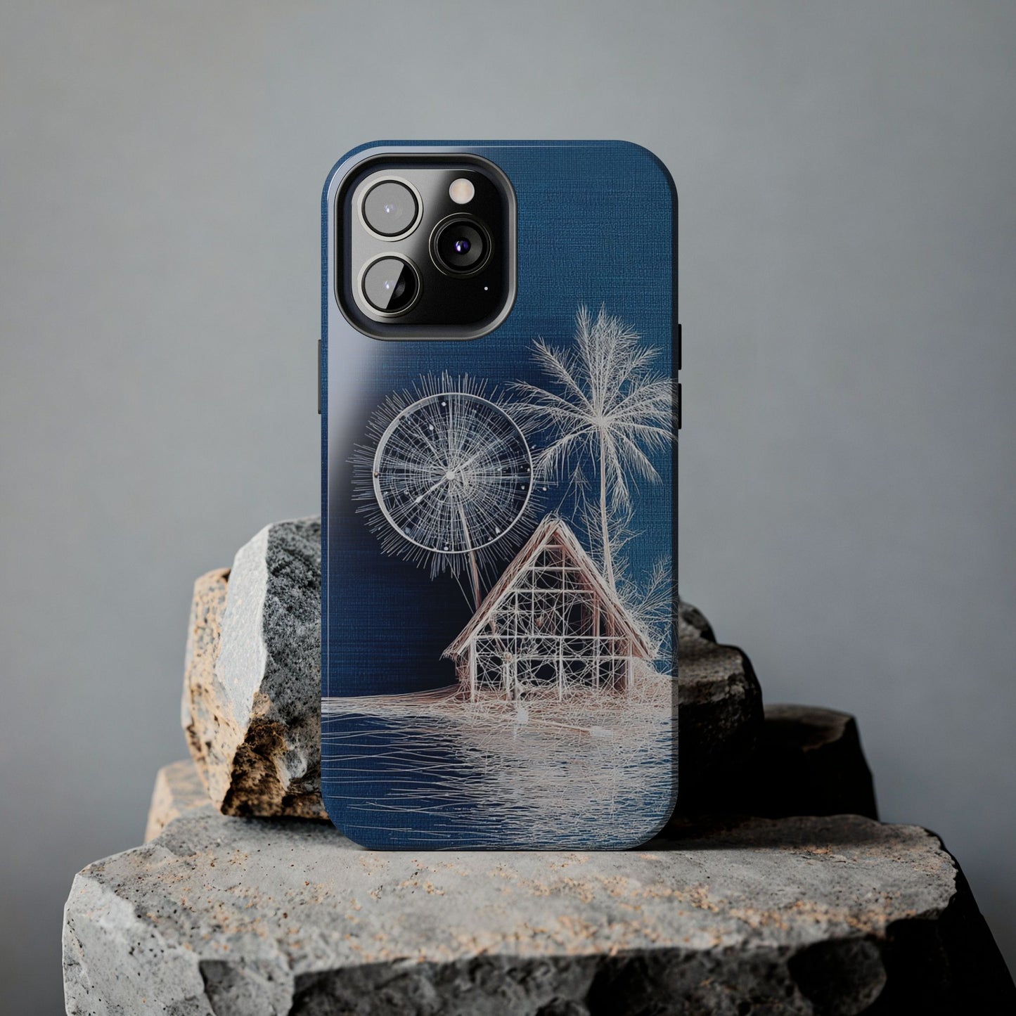 Tropical Beach Wireframe Phone Case – Nautical Island Tough Case - Artistic Vision