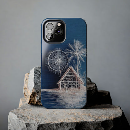 Tropical Beach Wireframe Phone Case – Nautical Island Tough Case - Artistic Vision