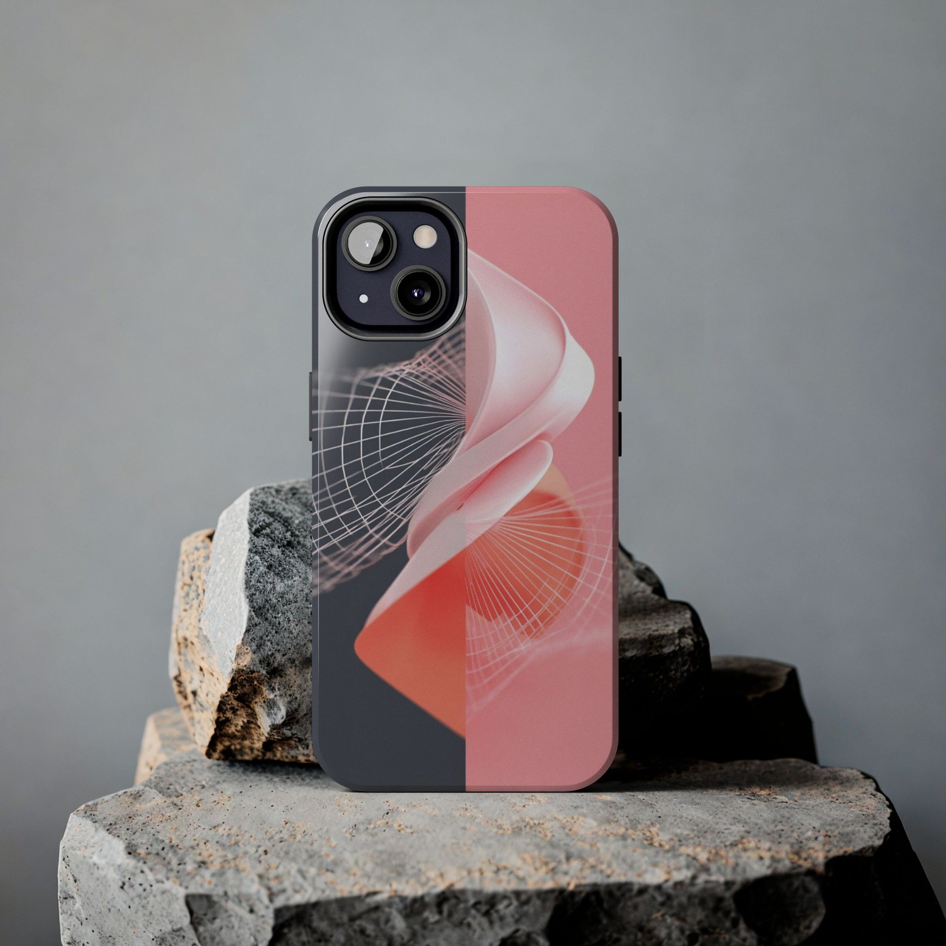 A lifestyle mockup shows the purple and gold case glowing in natural light.