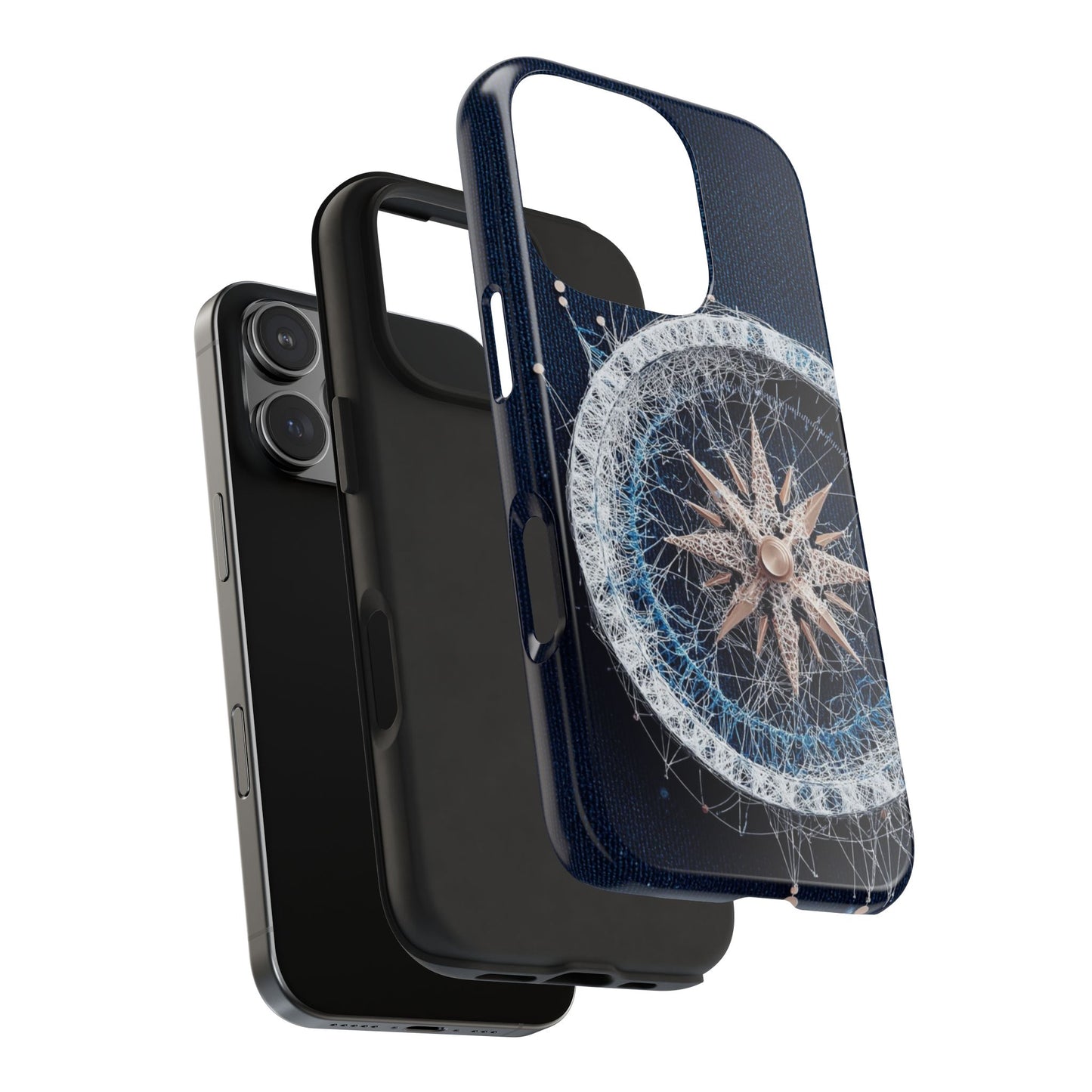 Nautical Compass Wireframe Phone Case – Durable Tough Case for Ocean Lovers - Artistic Vision