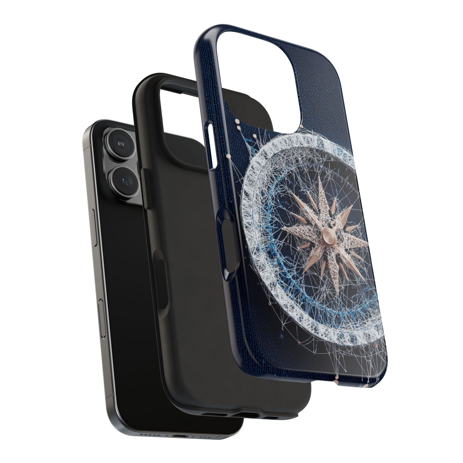 Nautical Compass Wireframe Phone Case – Durable Tough Case for Ocean Lovers - Artistic Vision