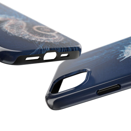 Seahorse Coral Wireframe Phone Case – Elegant Ocean Creature Design - Artistic Vision