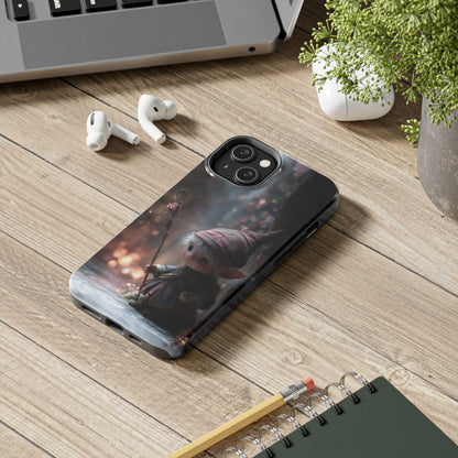 Whimsical Elf Mage Tough Phone Case – Magic Staff Forest Design - Artistic Vision