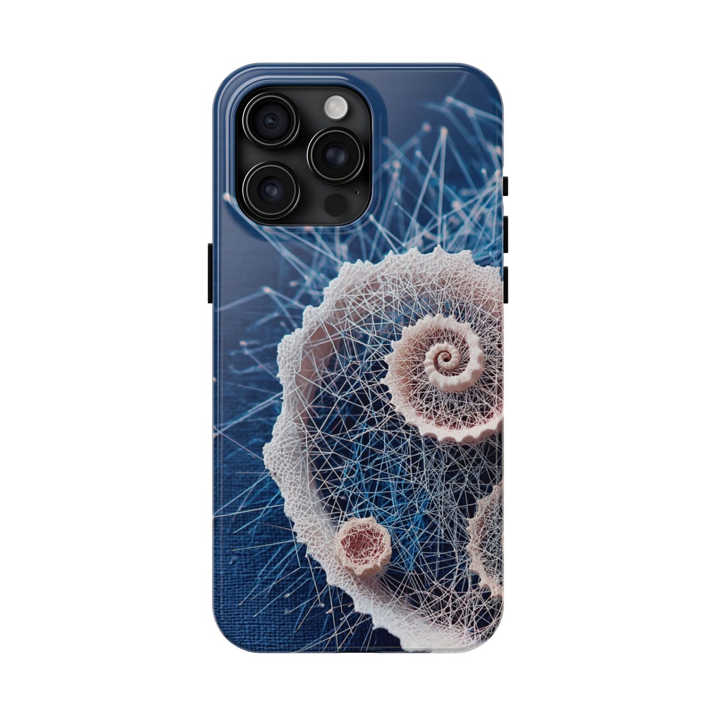 Twin Spiral Shell Wireframe Phone Case – Abstract Seaform Tough Design - Artistic Vision