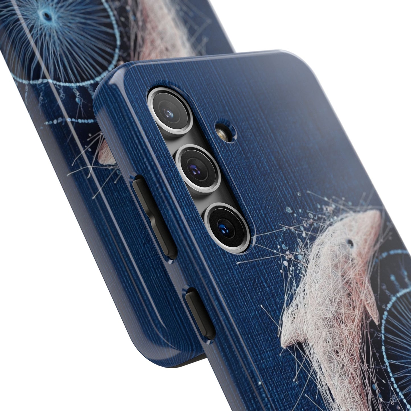 Dolphin Wireframe Spiral Phone Case – Tough Ocean Design with Dynamic Motion - Artistic Vision