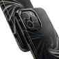 Velvet Spiral Tough Phone Case – Twisting Fabric Abstract in Black & Silver - Artistic Vision