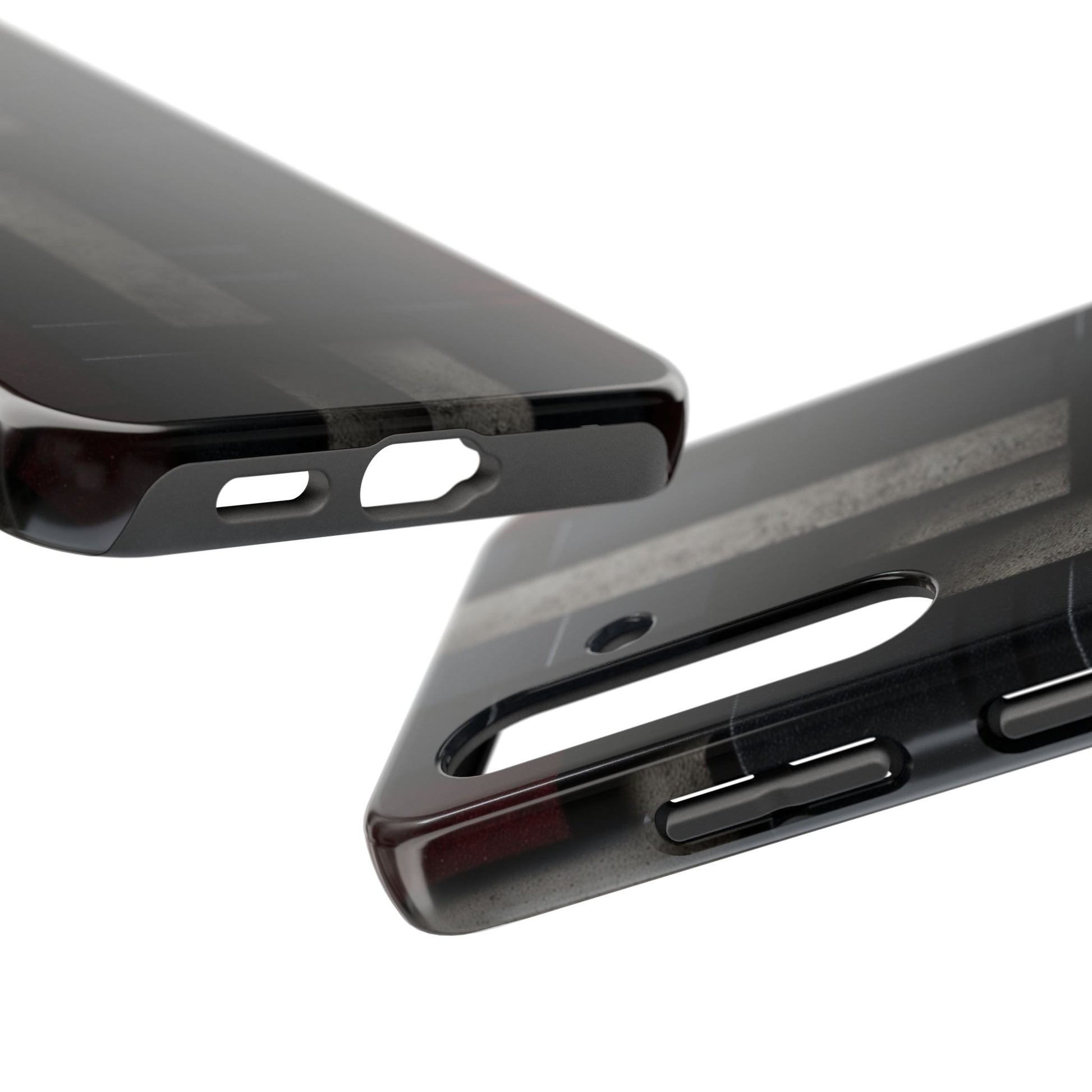 Concrete Matrix Tough Phone Case – Red & Black Brutalist Geometry - Artistic Vision