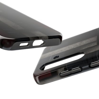 Concrete Matrix Tough Phone Case – Red & Black Brutalist Geometry - Artistic Vision