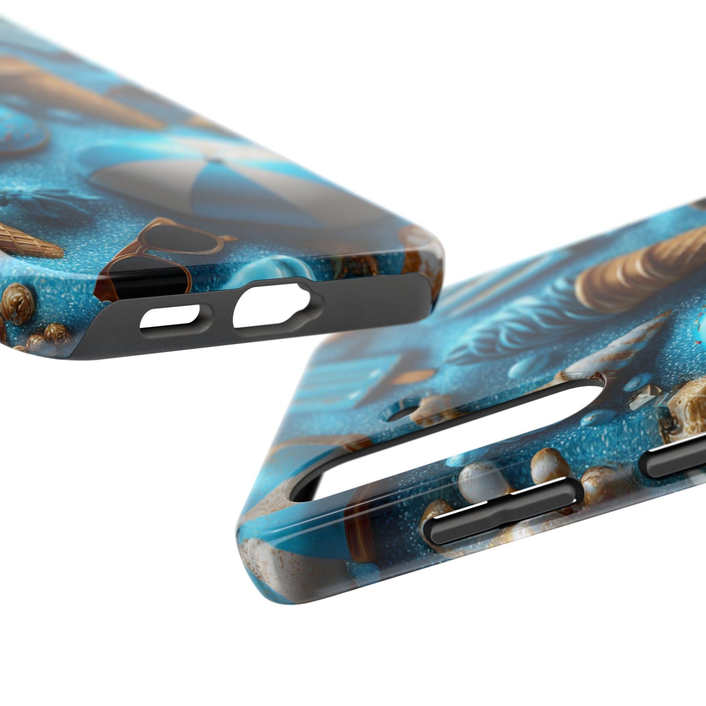Blue Ice Cream & Beach Treats in 3D Pop Art Style - Artistic Phone Case - Artistic Vision