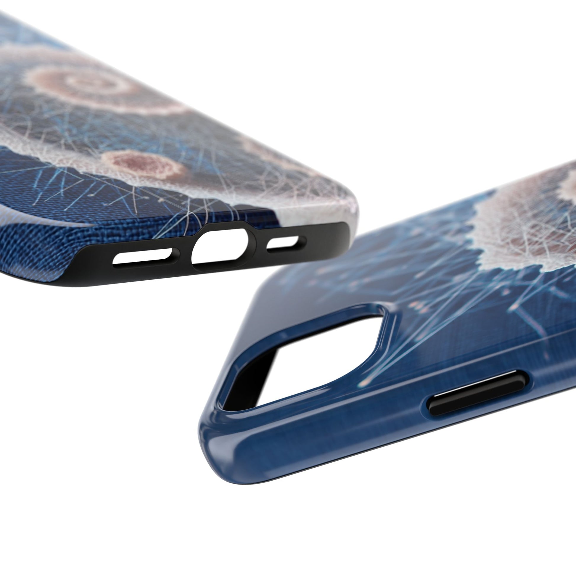 Twin Spiral Shell Wireframe Phone Case – Abstract Seaform Tough Design - Artistic Vision