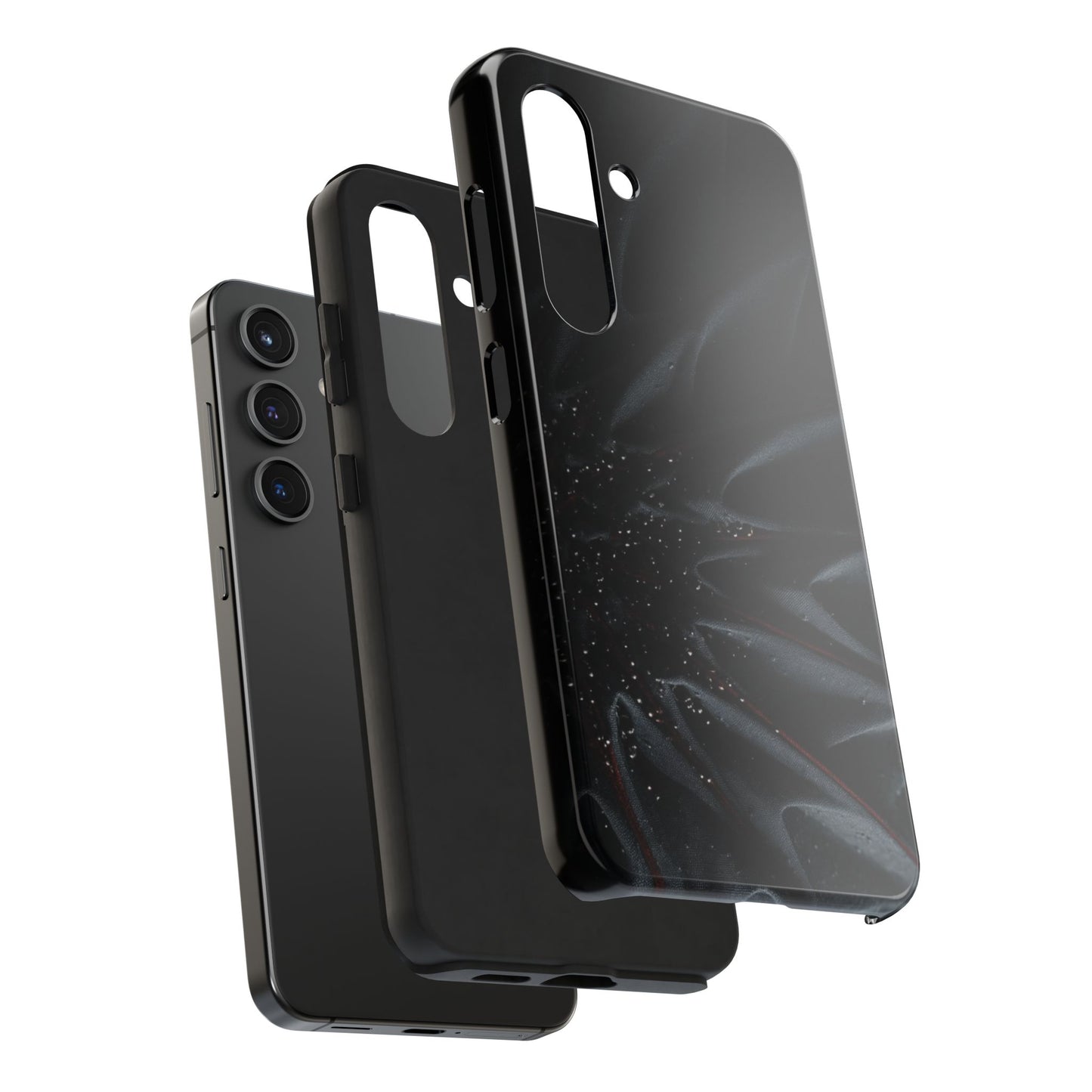 Silk Nebula Tough Phone Case – Black Fabric Galaxy Texture - Artistic Vision