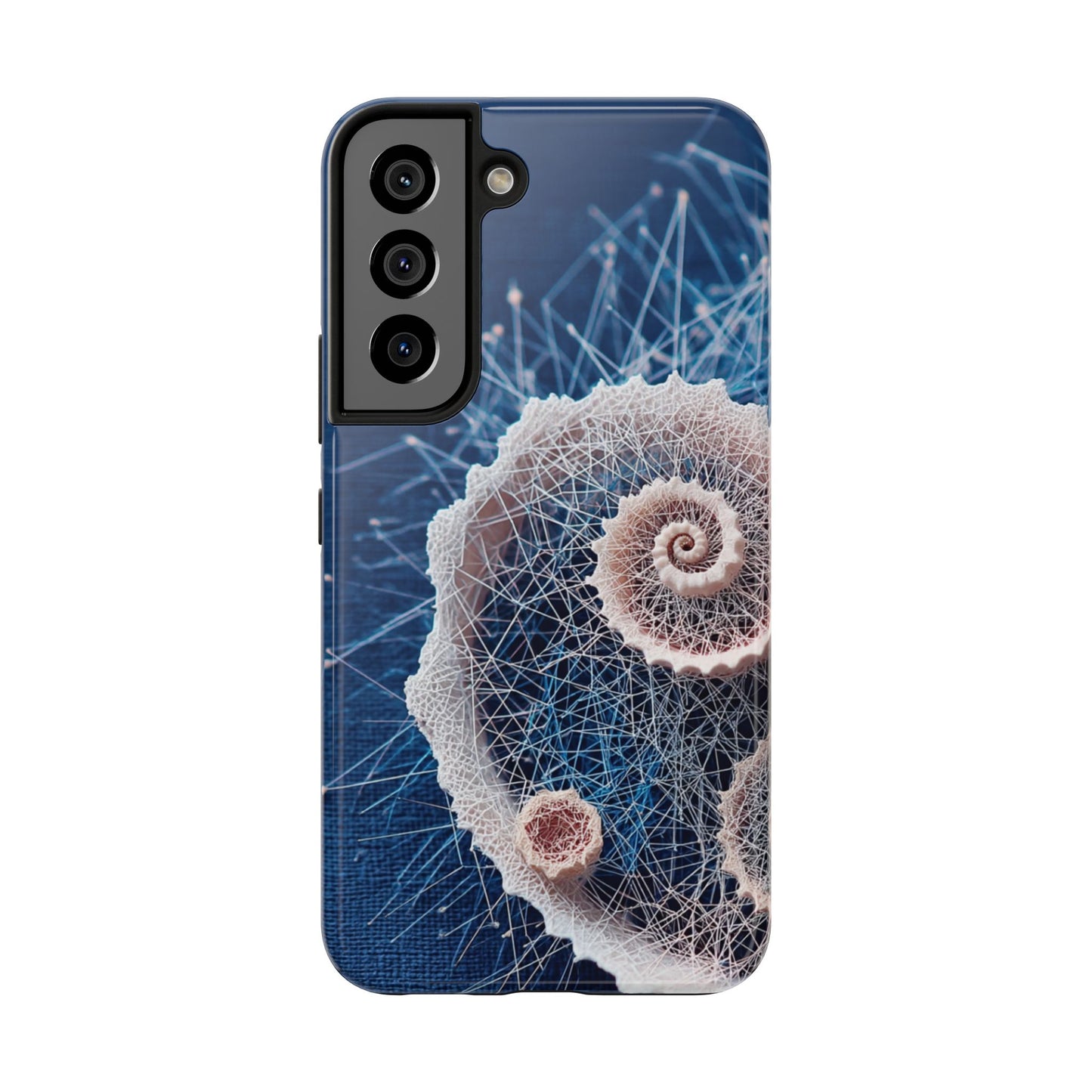Twin Spiral Shell Wireframe Phone Case – Abstract Seaform Tough Design - Artistic Vision