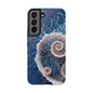 Twin Spiral Shell Wireframe Phone Case – Abstract Seaform Tough Design - Artistic Vision