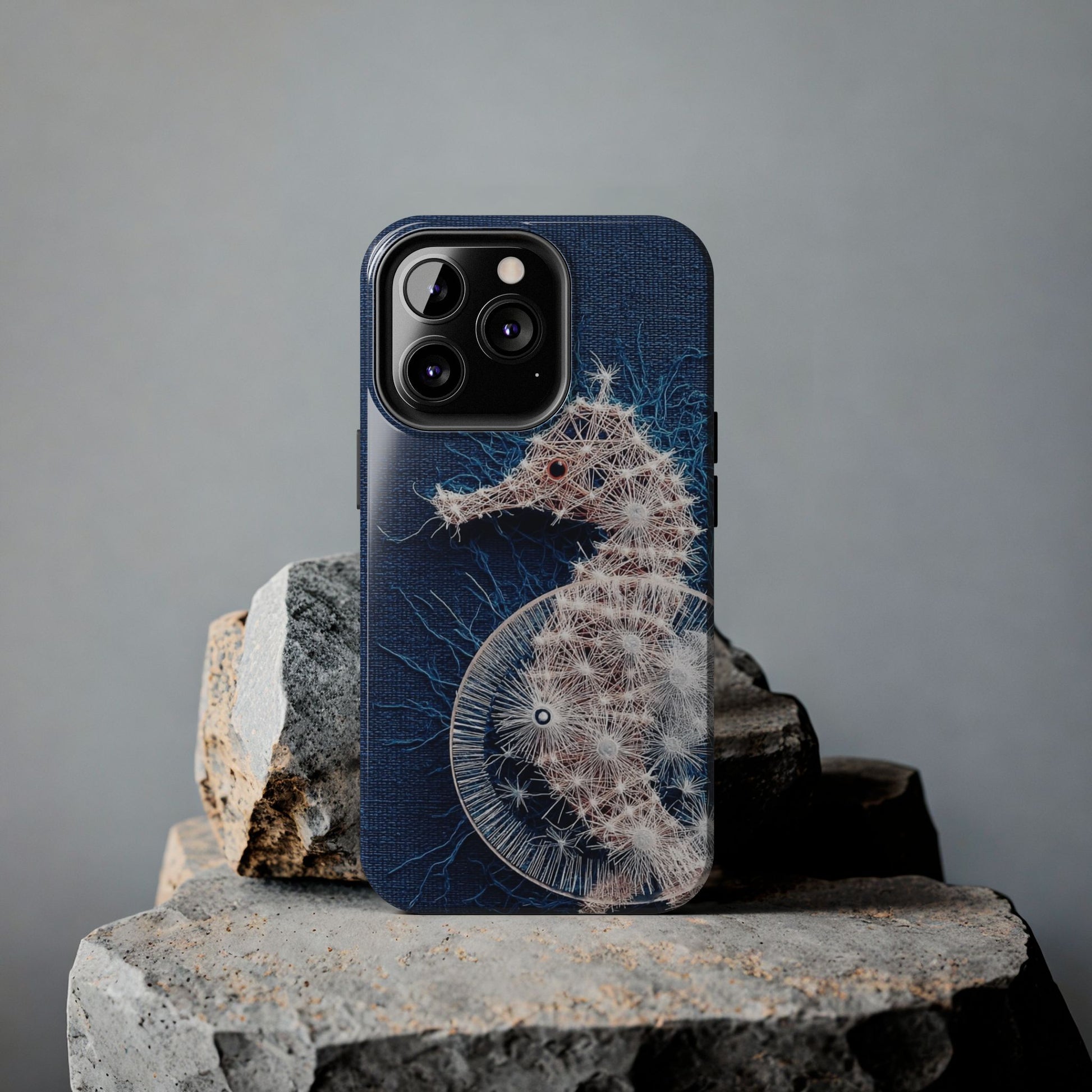 Seahorse Wireframe Phone Case – Elegant Oceanic Tough Case - Artistic Vision