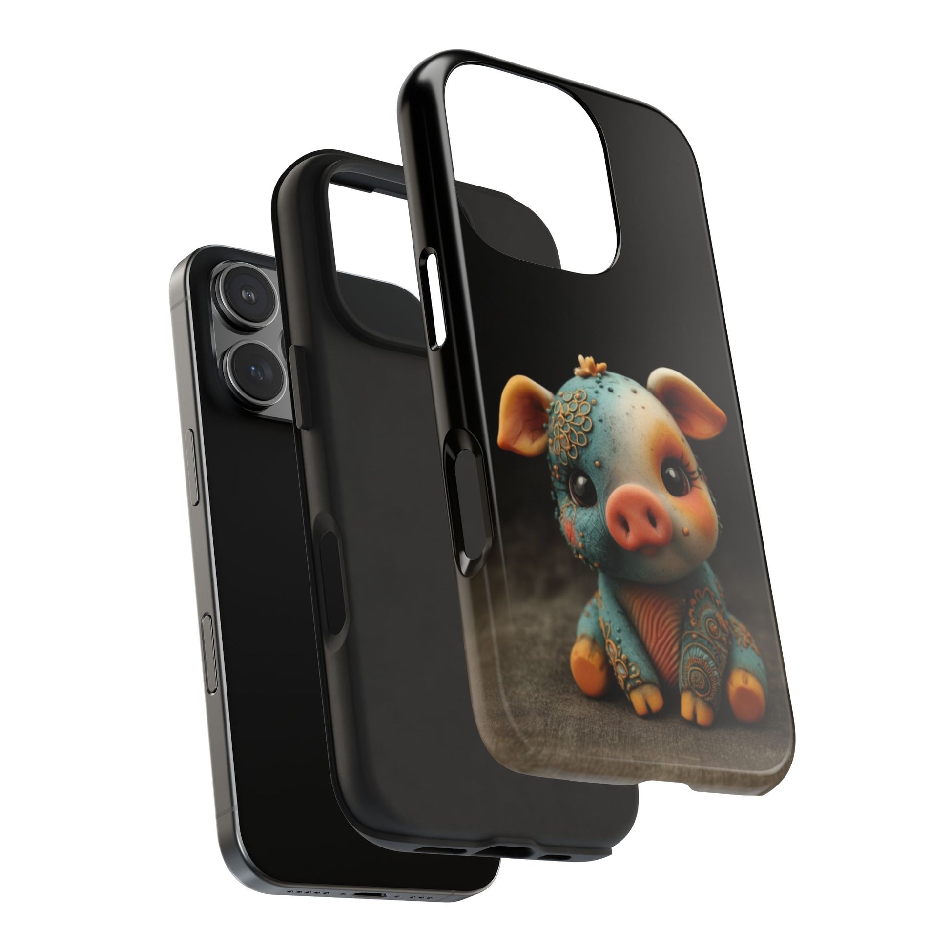 Play-Doh Piggy – Tough Phone Case with Sculpted Pink and Blue Charm - Artistic Vision