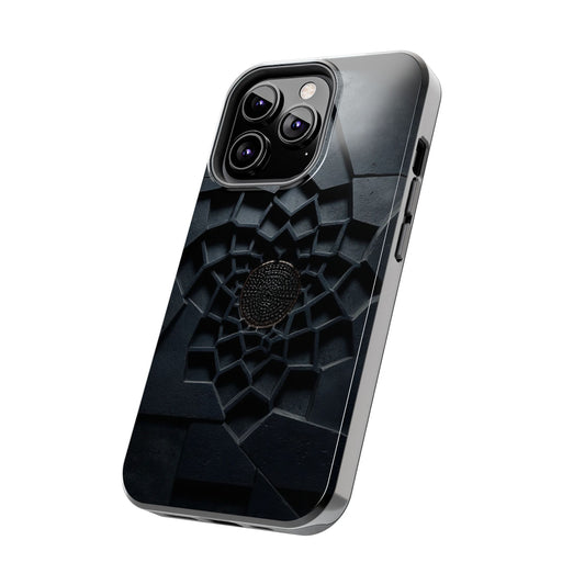 Fracture Core Tough Phone Case – Abstract Black Stone Mosaic with Central Core - Artistic Vision