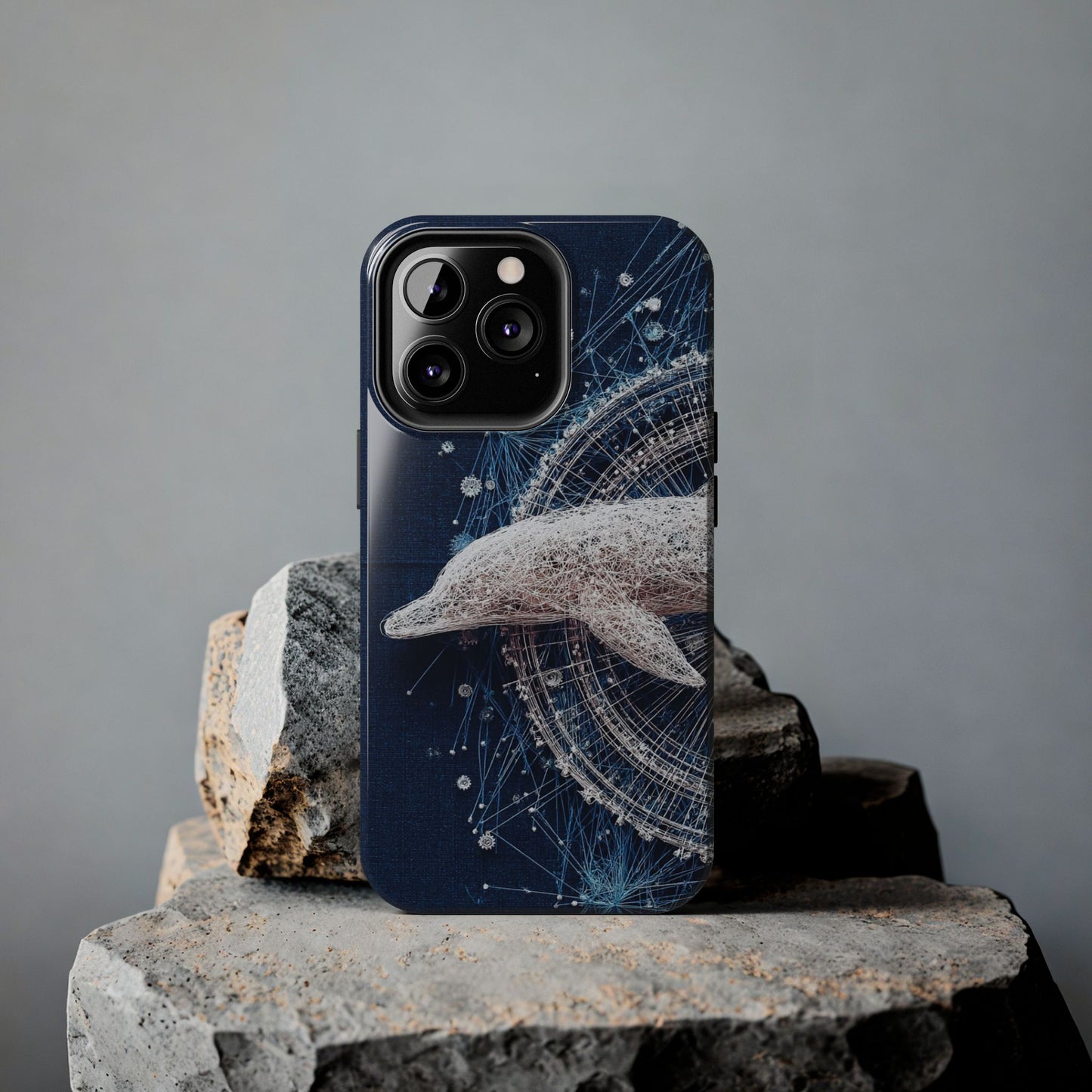 Dolphin Wireframe Phone Case – Ocean-Inspired Tough Case - Artistic Vision