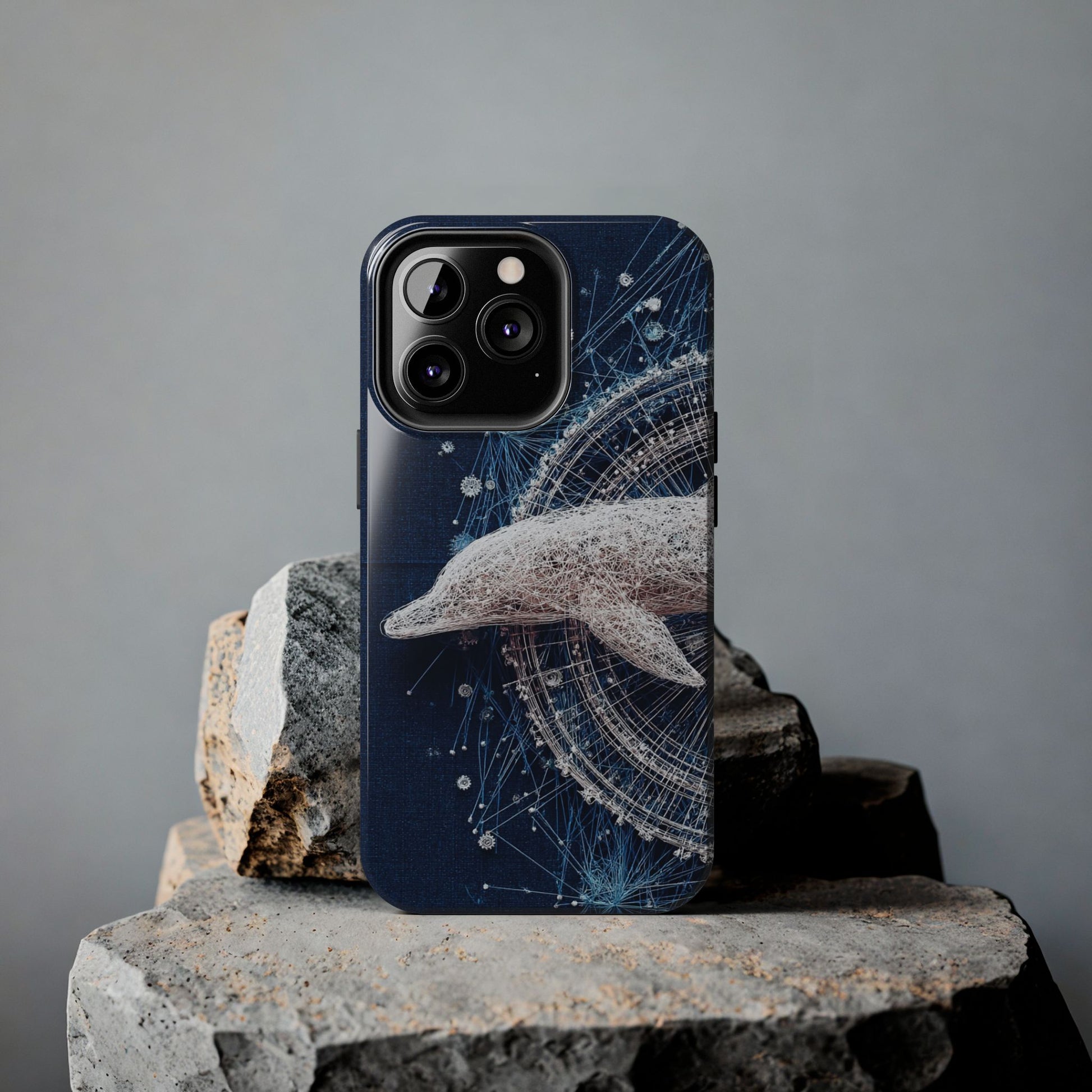 Dolphin Wireframe Phone Case – Ocean-Inspired Tough Case - Artistic Vision