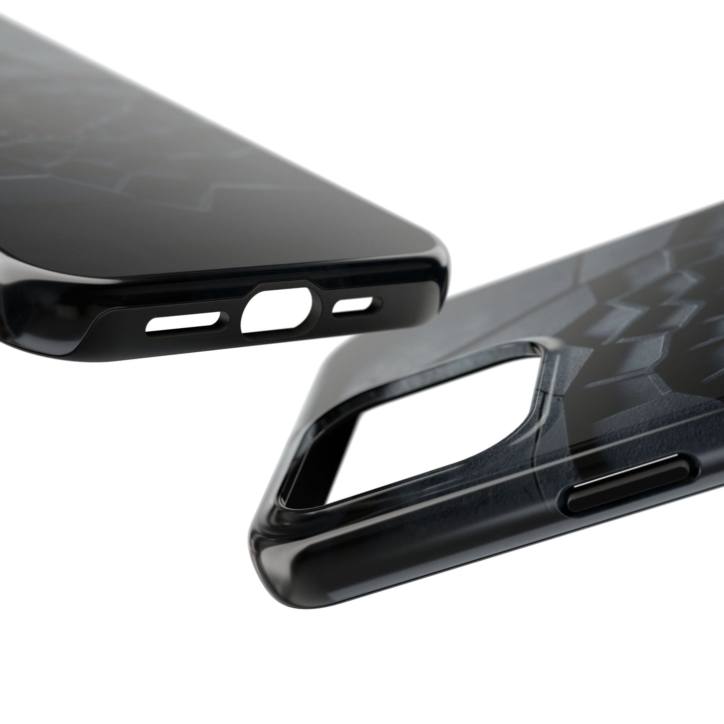 Fracture Core Tough Phone Case – Abstract Black Stone Mosaic with Central Core - Artistic Vision