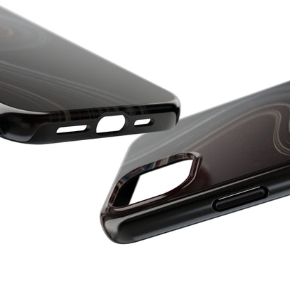 Crimson Current Tough Phone Case – Wavy Metallic Streamlines on Red Base - Artistic Vision