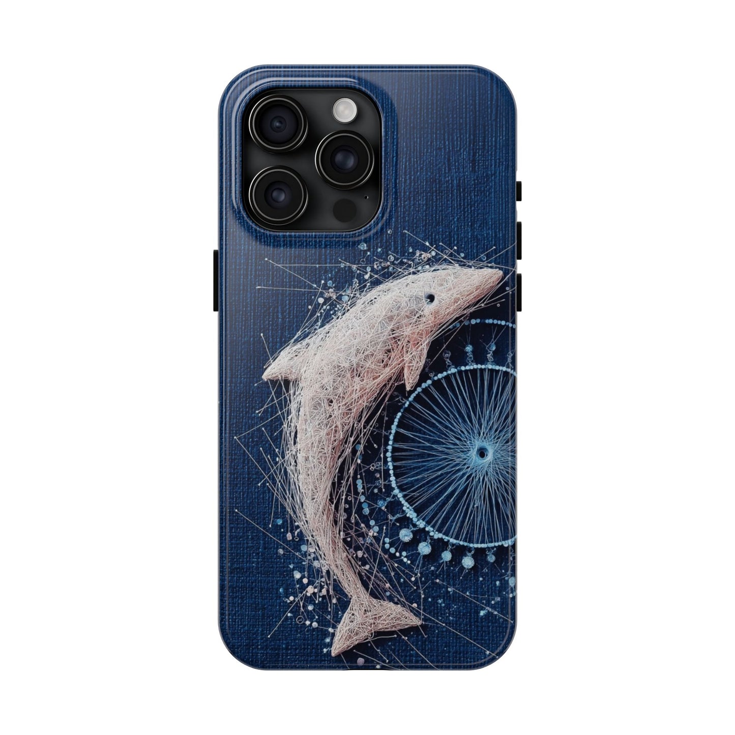 Dolphin Wireframe Spiral Phone Case – Tough Ocean Design with Dynamic Motion - Artistic Vision