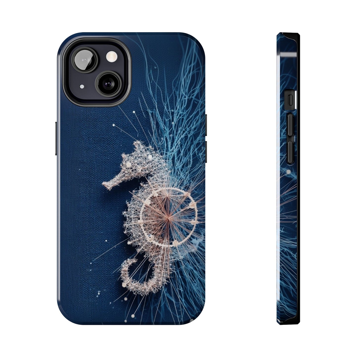 Seahorse Wheel Wireframe Phone Case – Nautical Design with Mechanical Motion - Artistic Vision