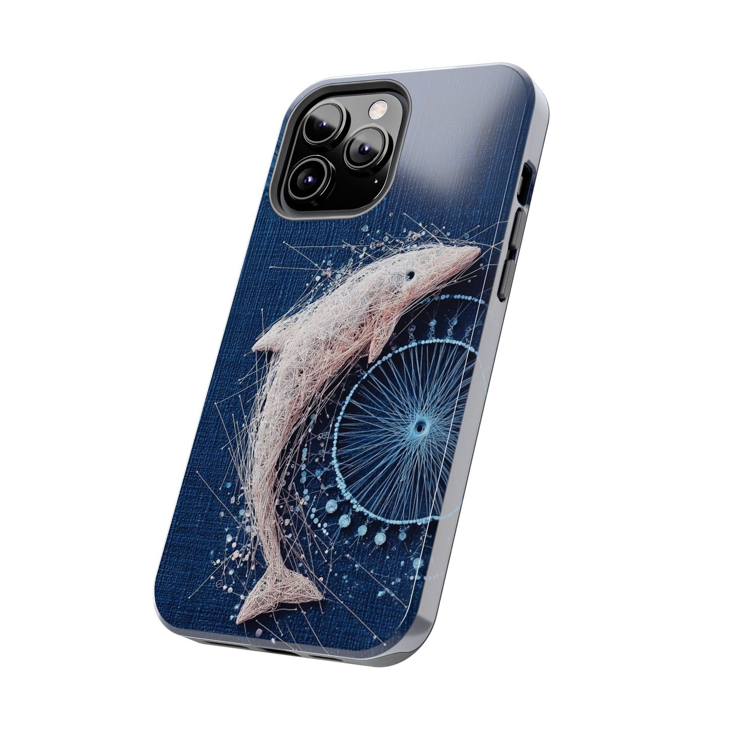 Dolphin Wireframe Spiral Phone Case – Tough Ocean Design with Dynamic Motion - Artistic Vision
