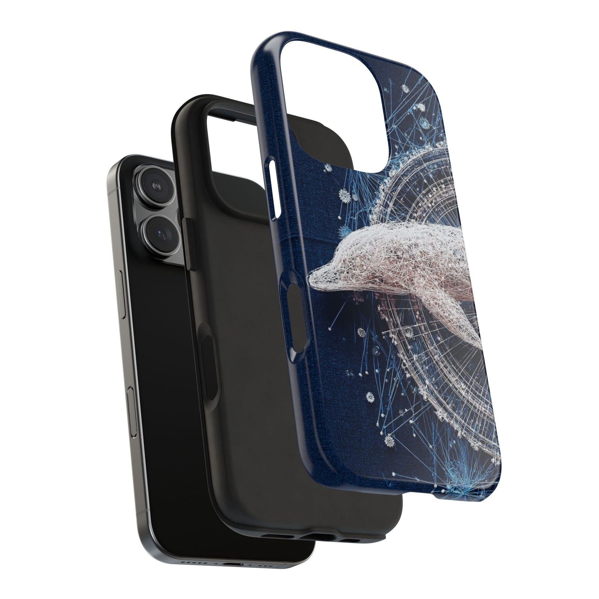 Dolphin Wireframe Phone Case – Ocean-Inspired Tough Case - Artistic Vision