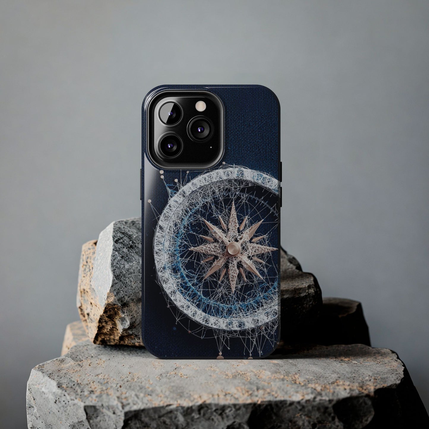 Nautical Compass Wireframe Phone Case – Durable Tough Case for Ocean Lovers - Artistic Vision