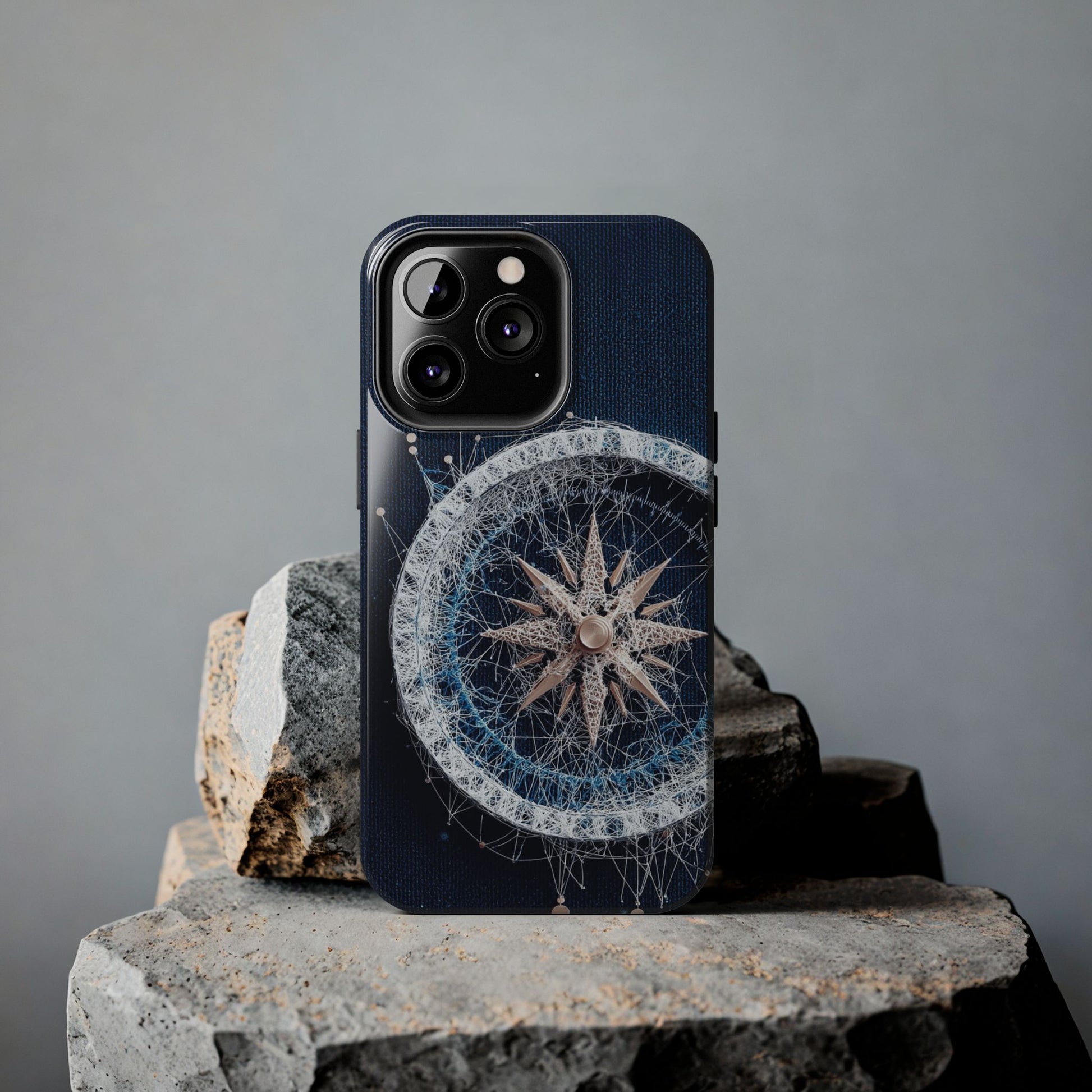 Nautical Compass Wireframe Phone Case – Durable Tough Case for Ocean Lovers - Artistic Vision