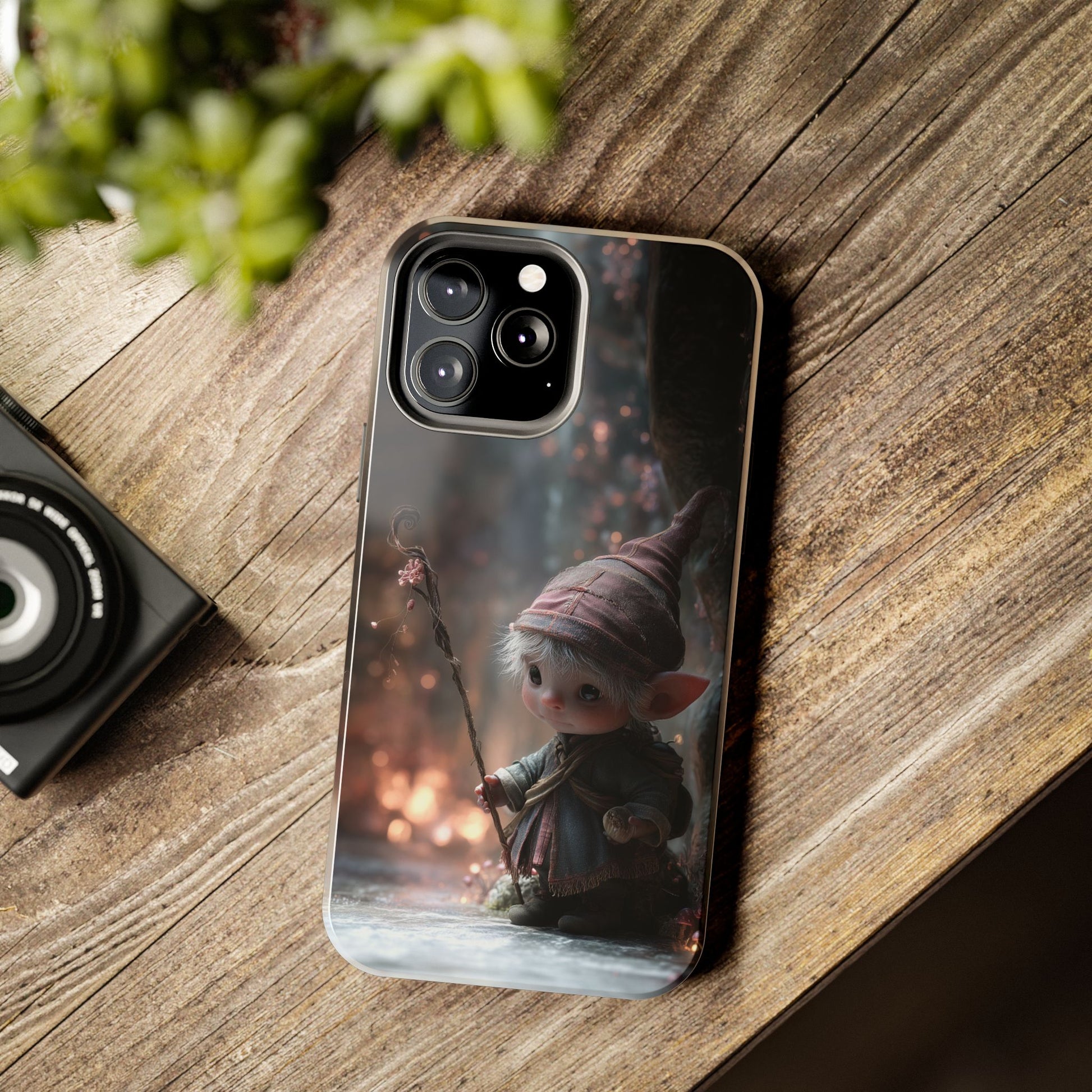 Whimsical Elf Mage Tough Phone Case – Magic Staff Forest Design - Artistic Vision