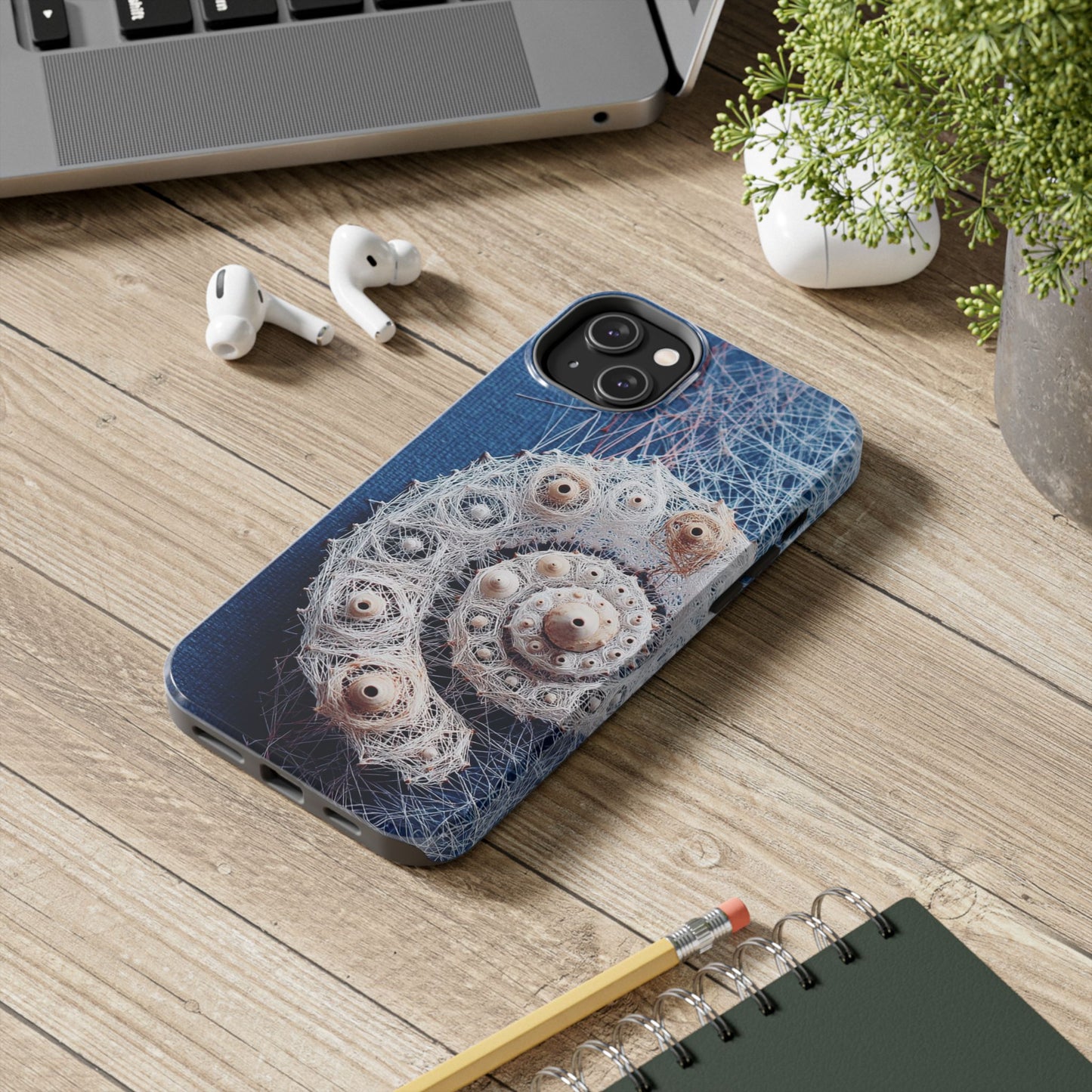 Nautilus Shell Wireframe Phone Case – Marine Spiral Tough Case - Artistic Vision