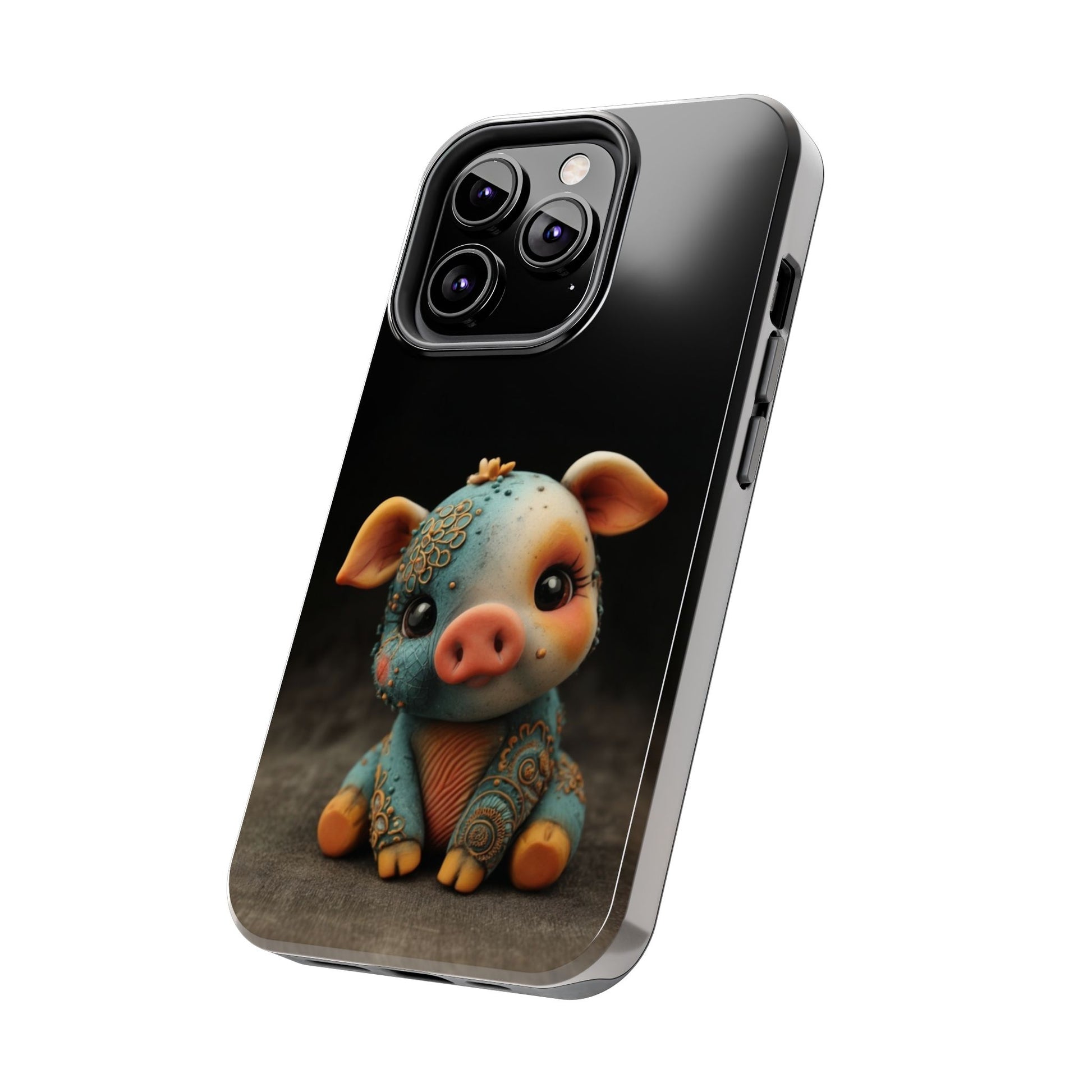 Play-Doh Piggy – Tough Phone Case with Sculpted Pink and Blue Charm - Artistic Vision