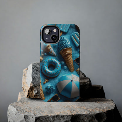 Blue Ice Cream & Beach Treats in 3D Pop Art Style - Artistic Phone Case - Artistic Vision