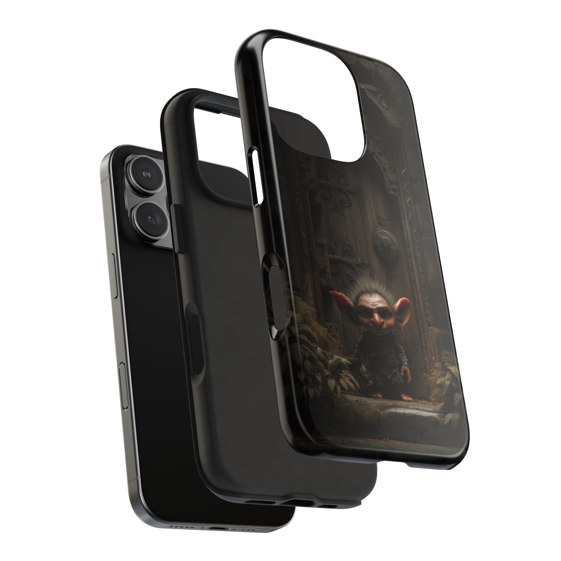 Fantasy Goblin Guardian Tough Phone Case – Mystical Forest Gate Design - Artistic Vision