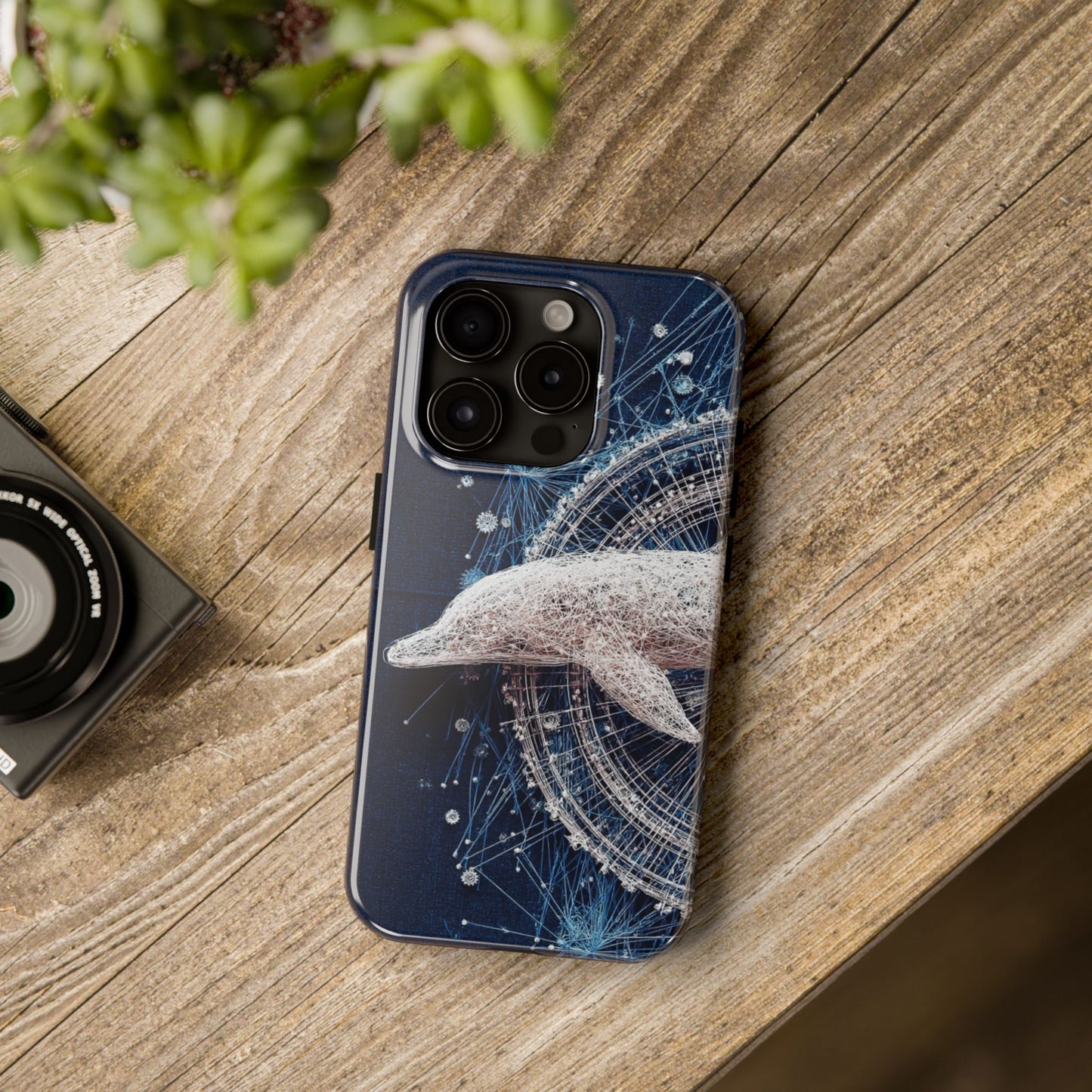 Dolphin Wireframe Phone Case – Ocean-Inspired Tough Case - Artistic Vision