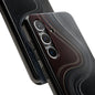 Crimson Current Tough Phone Case – Wavy Metallic Streamlines on Red Base - Artistic Vision
