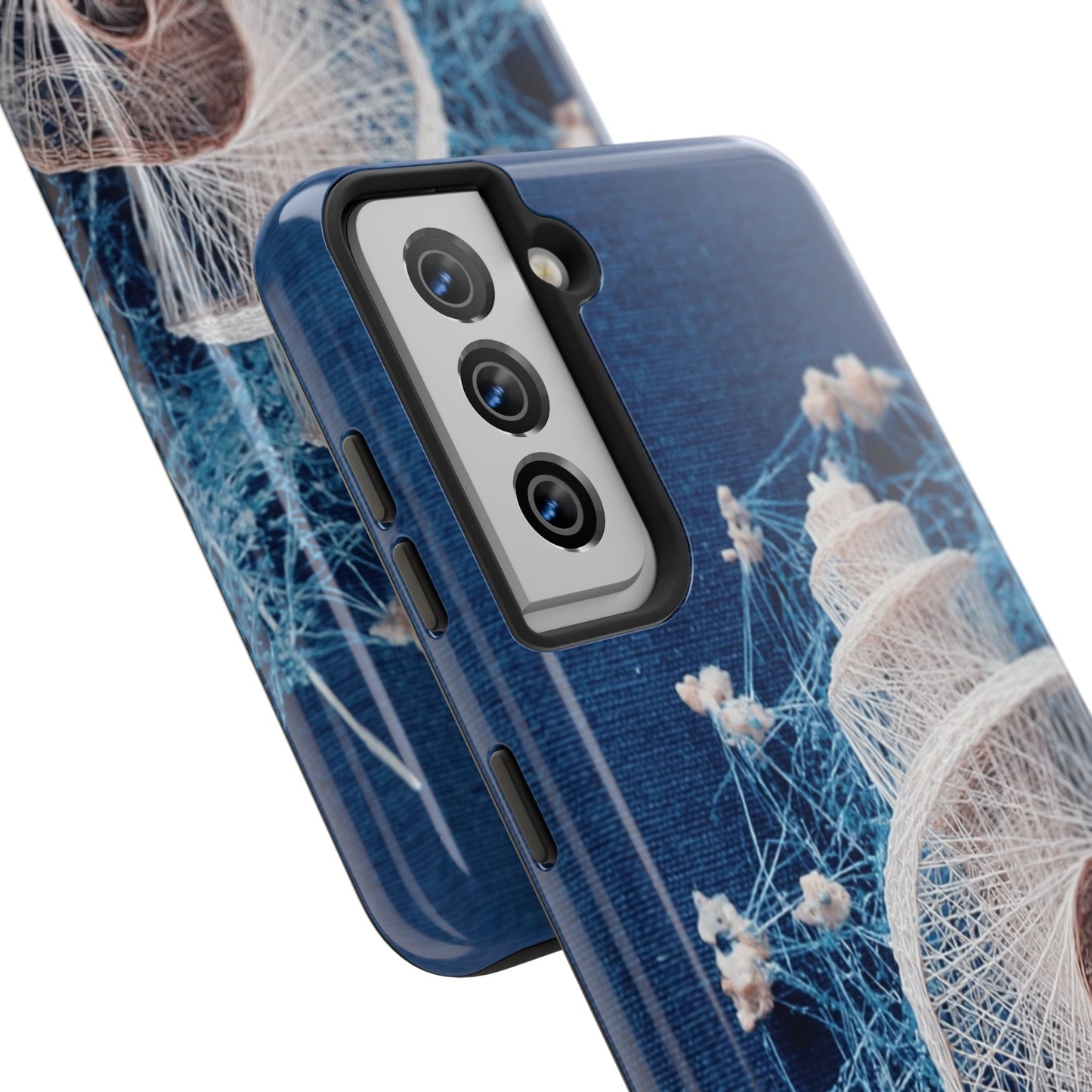 Spiral Shell Bloom Wireframe Phone Case – Marine-Inspired Abstract Shell Design - Artistic Vision