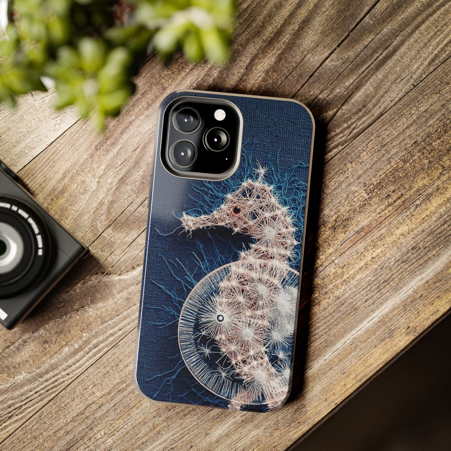Seahorse Wireframe Phone Case – Elegant Oceanic Tough Case - Artistic Vision