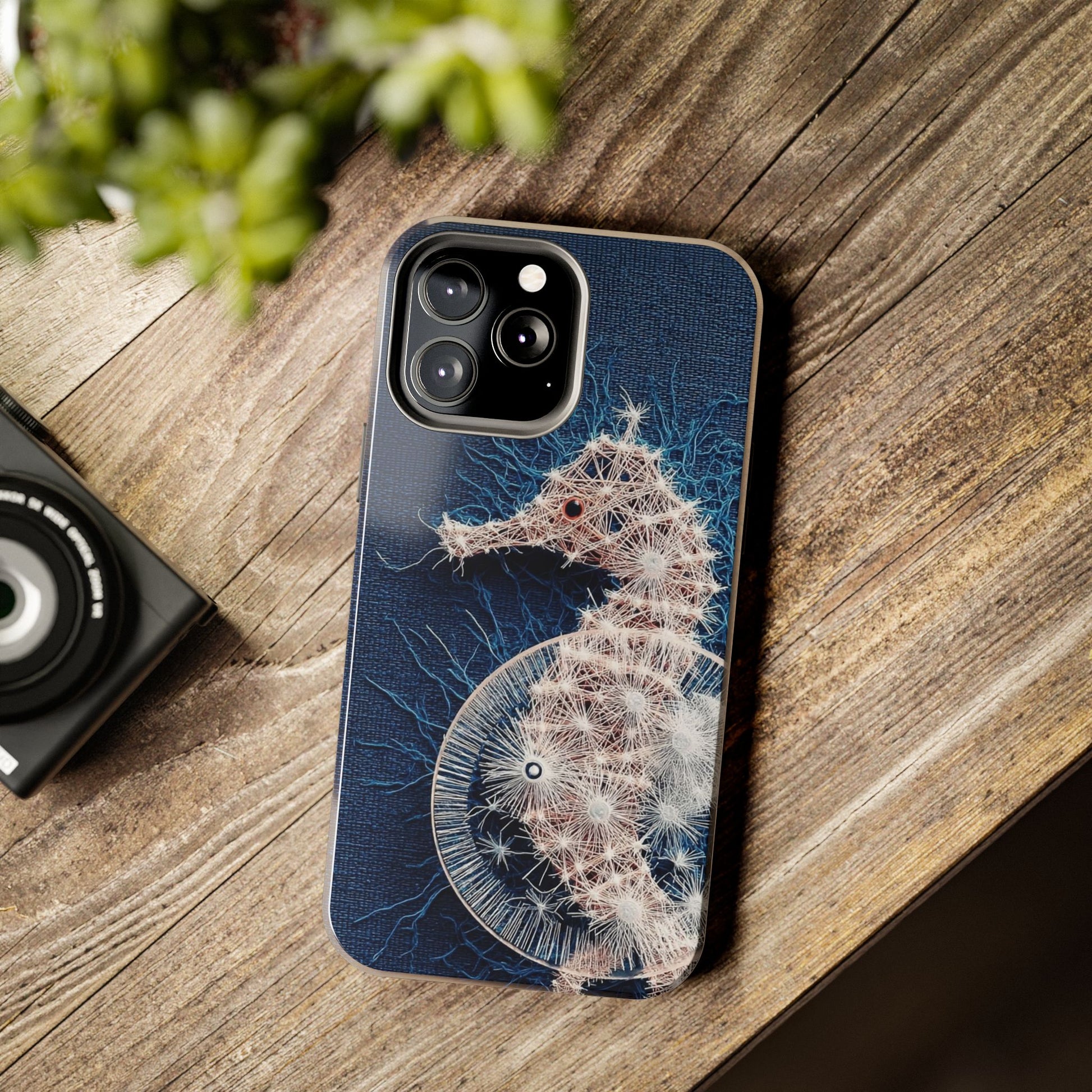 Seahorse Wireframe Phone Case – Elegant Oceanic Tough Case - Artistic Vision