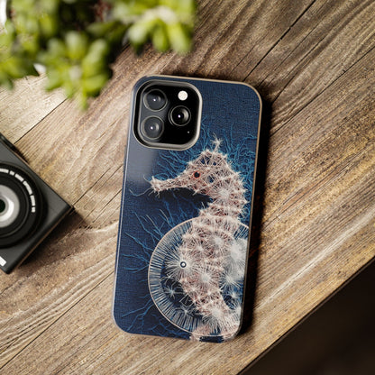 Seahorse Wireframe Phone Case – Elegant Oceanic Tough Case - Artistic Vision
