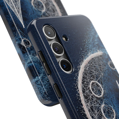 Sailboat & Moon Wireframe Phone Case – Nautical Night Voyage Design - Artistic Vision