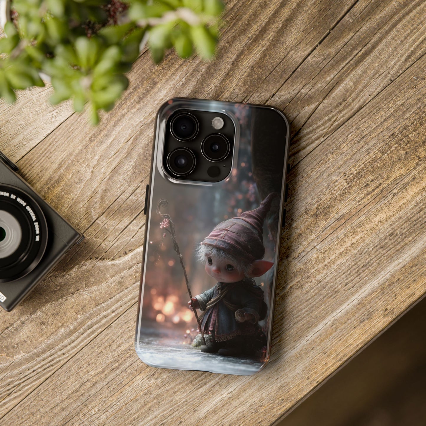 Whimsical Elf Mage Tough Phone Case – Magic Staff Forest Design - Artistic Vision