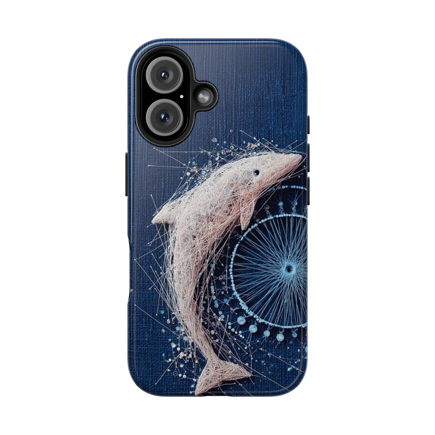 Dolphin Wireframe Spiral Phone Case – Tough Ocean Design with Dynamic Motion - Artistic Vision