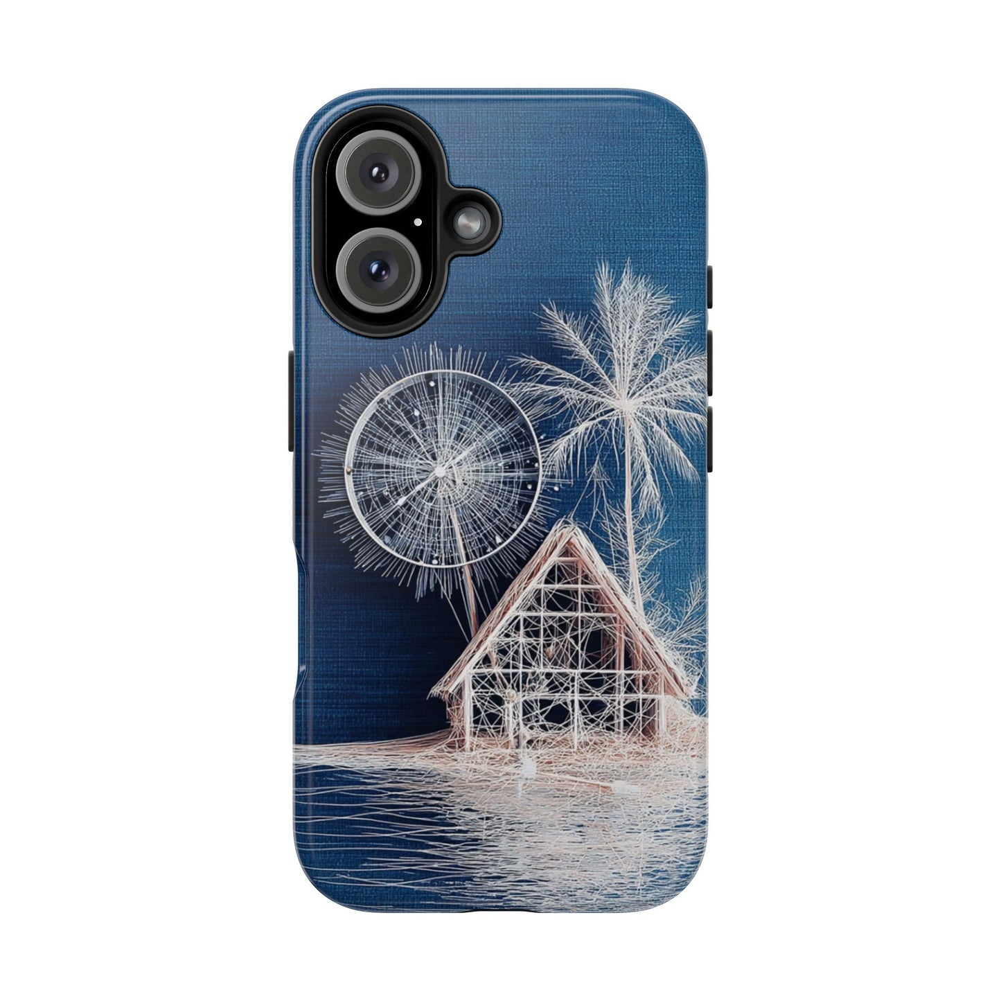 Tropical Beach Wireframe Phone Case – Nautical Island Tough Case - Artistic Vision