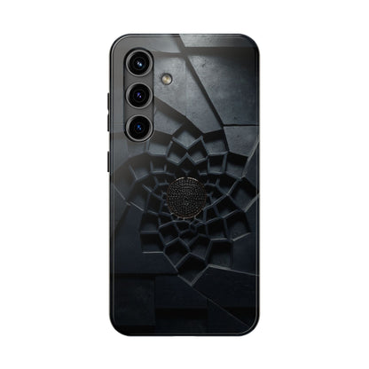 Fracture Core Tough Phone Case – Abstract Black Stone Mosaic with Central Core - Artistic Vision