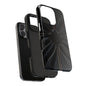 Blade Bloom Tough Phone Case – Black Petal Geometry with Metallic Edges - Artistic Vision