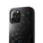 Obsidian Nexus Tough Phone Case – Black Geometric Web with Red Accents - Artistic Vision